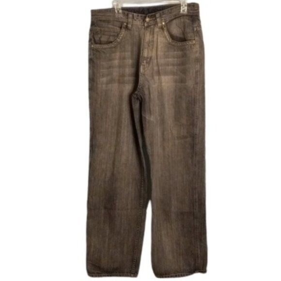 Vibes Gold Label Size W36 L34 Jeans Mens Straight Leg Black Denim Vintage Y2K - Picture 1 of 14